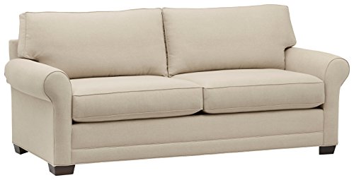Amazon Brand – Stone & Beam Kristin Round Arm Performance Fabric Loveseat Sofa Couch, 88"W, Sand