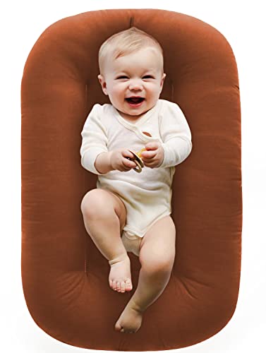 Snuggle Me Organic Bare | Baby Lounger & Infant Floor Seat | Newborn Essentials | Organic Cotton, Fiberfill | Gingerbread