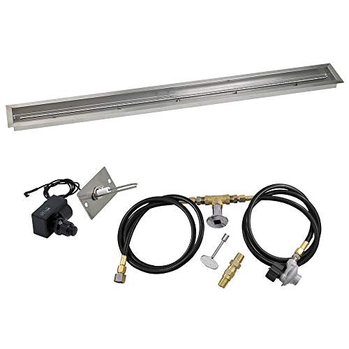 72" x 6" Linear Stainless Steel Drop-in Fire Pit Pan Spark Ignition Kit - Propane Silver/Black/72 inch/Linear