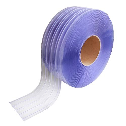 VIZ-PRO Standard Ribbed PVC Curtain Strip Door Bulk Roll, 164' Length x 8" Width x 0.078" Thick
