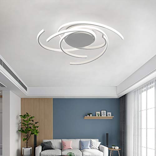LED Bedroom Light Modern Chic Design Flush Mount Ceiling Lamp Dimmable Acrylic Panel Unique Minimalist Livingroom Pendant Light with Remote Control Dining Room Kitchen Island Office Hanging (White)