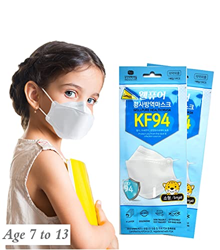 [300 Individual Packs] SUMFREE KF94 (Kids/Small), 4 layer protection, 100% Made in Korea, Comfortable breathing, Daily disposable (Small) (300P, White)